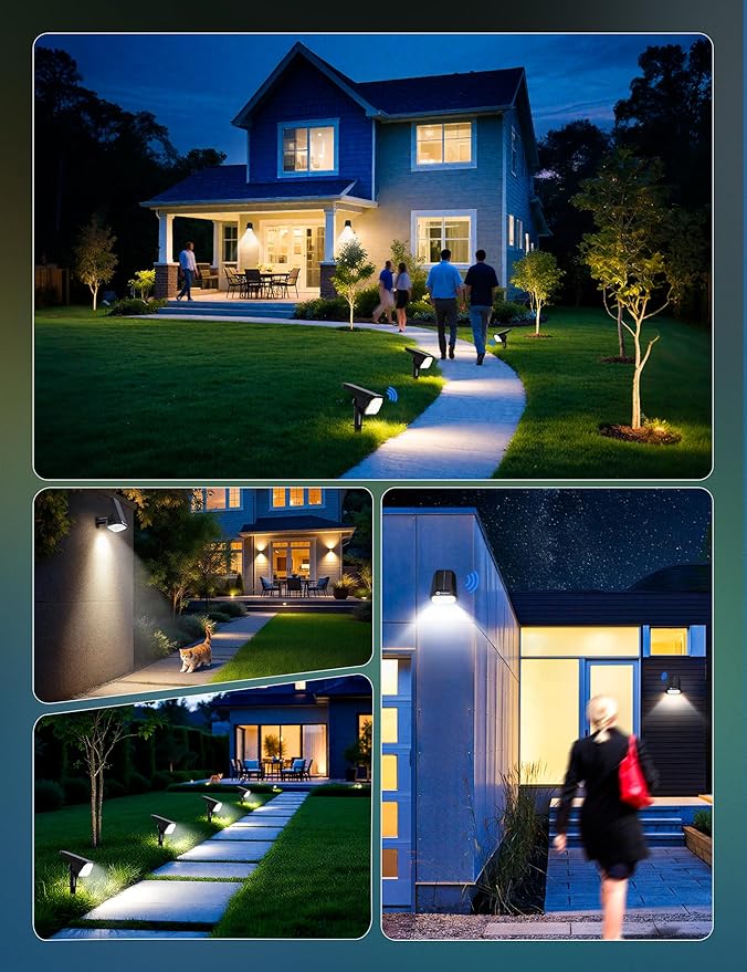 Brightown 4 Pack Solar Motion Lights Outdoor Waterproof, Motion Sensor Spot Lights- 58 LED/3 Modes Solar Powered | Lumora