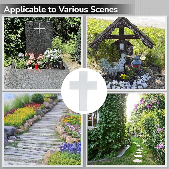 yeesport Solar-Powered Cross Light, Grave Marker Cemetery Decoration, Cemetery Cross for Grave,White LED Light Cross, Garden Stake Light, Outdoor Peaceful Decorative Lamp for Yards, Gardens, Patios
