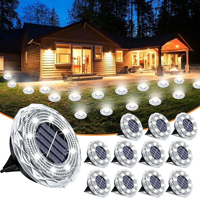 Solar Ground Lights 12 Pack Waterproof Outdoor Solar Lights for Yard Led Solar Garden Lights Bright Solar Powered | Lumora