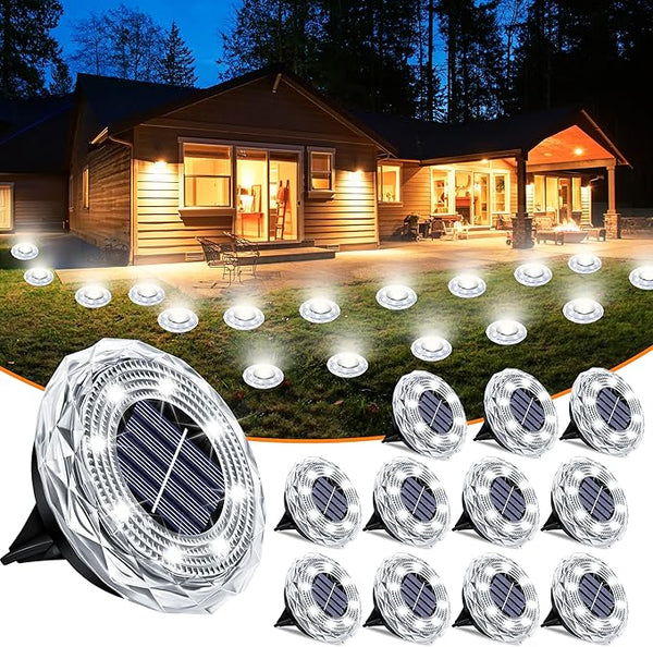 Solar Ground Lights 12 Pack Waterproof Outdoor Solar Lights for Yard Led Solar Garden Lights Bright Solar Powered | Lumora