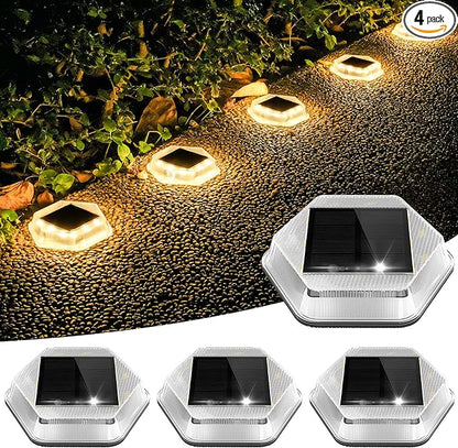 Solar Deck Lights Dock Step Lights- 4 Packs Waterproof 1200mAh Auto ON/Off LED Solor Powered Stair Lighting for Outdoor Garden, Patio, Pathway, Walkway, Driveway (Warm White)