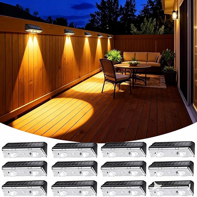Solar Fence Light Outdoor, 12 Pack LED Solar Light, 3000K 50 Lumens with Waterproof, Auto Switch 12+Hours Dawn to | Lumora