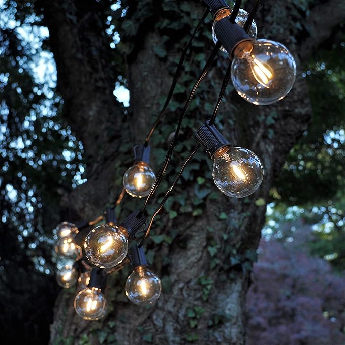 Hometown Evolution, Inc. G50 2" LED Filament Outdoor Patio String Lights with 0.6 Watt Light Bulbs (G50 LED - Green | Lumora