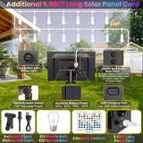 100FT(2x50FT) RGB Solar Outdoor String Lights with Remote, Dimmable Waterproof Patio Lights with 30 Bulbs for Porch | Lumora