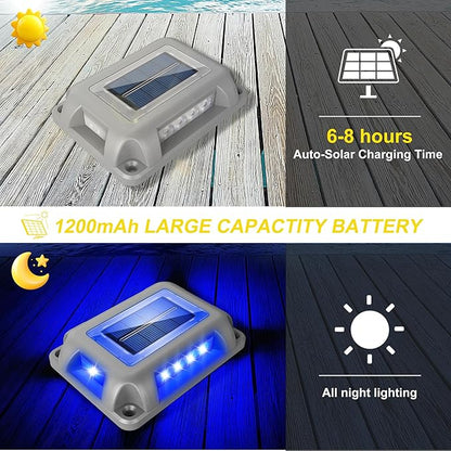 T-SUN Solar Deck Lights, Waterproof 1200mAh Driveway Lights Solar Powered Outdoor 12 LED Aluminum Driveway Dock Lighting Step Lights for Sidewalk Garden Pathway Stair Ground Yard -12 Pack
