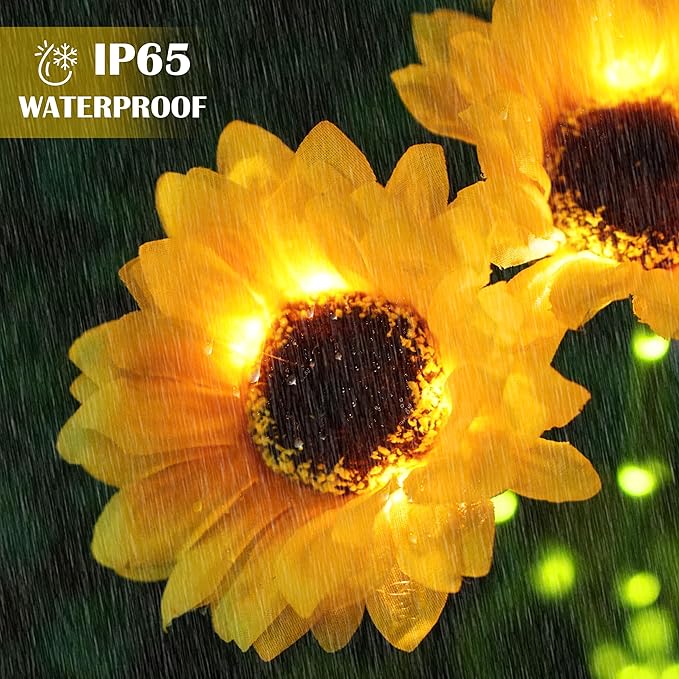 Solar Garden Lights - Solar Sunflower Outdoor Decorative Stake Lights Waterproof, Updated 60 LED Solar Flower | Lumora