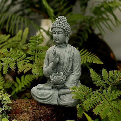 FENGSHUI-CAISHEN Solar Buddha Statue Outdoor, Waterproof Outdoor Solar Light for Garden, Solar Garden Decor, Zen Accessories, Patio Buddha Decor (B)