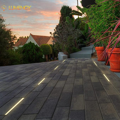 LUMENGY Paver Light Slim 0.5x12 Inch (0.55x11.8), 2700K Warm White, Glare-Free Linear Lighting for Driveways, Walkways and Paver Borders, 12V Hardwired, IP67 Waterproof, Drive-Over Rated