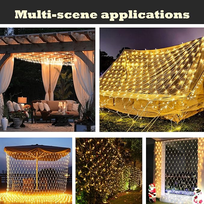 Eueasy LED Lights Outdoor Fairy Lights Chandelier - 360L Gazebo Net Lights with 8 Lighting Modes, 12×12 FT Chandelier for Pergolas，Wedding, Bush, Christmas