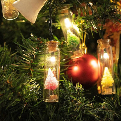 shinar Solar Lights 15 Glass Jar warmwhite LED with Christmas Tree Solar String Lights Lanterns Warm White for Outdoor Garden Christmas Tree Party Wedding Decoration Waterproof (15 Christmastree)