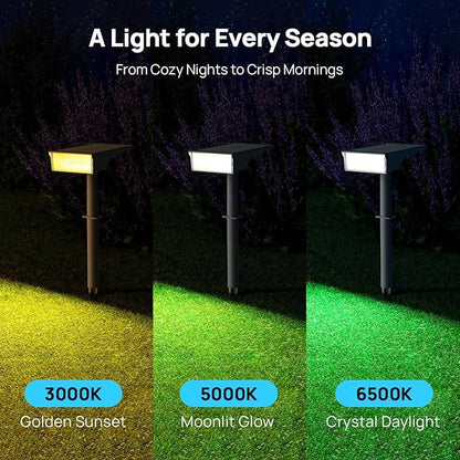 Consciot Solar Lights Outdoor Waterproof, 3000/5000/6500K Solar Spot Lights, Adjustable 170° Garden Lights for Outside Yard Landscape Lighting Pathway Halloween, IP65, Auto On/Off, 4 Pack, WS002UCW