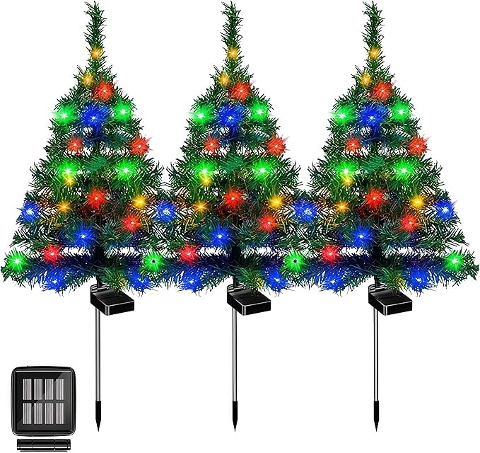 2026 New Solar Christmas Tree Lights Holiday Decorations, Outdoor Courtyards, Gardens, Lawns, Small Path Ligh, Atmosphere Light, 29.5-inch IP65 Waterproof LED Lights (3 PCS)