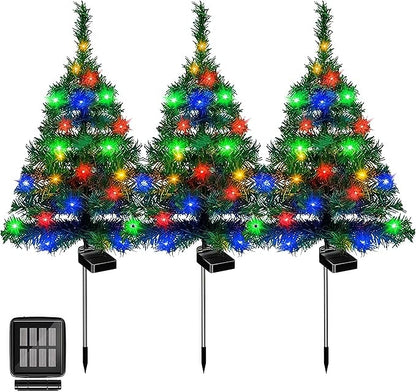 2026 New Solar Christmas Tree Lights Holiday Decorations, Outdoor Courtyards, Gardens, Lawns, Small Path Ligh, Atmosphere Light, 29.5-inch IP65 Waterproof LED Lights (3 PCS)