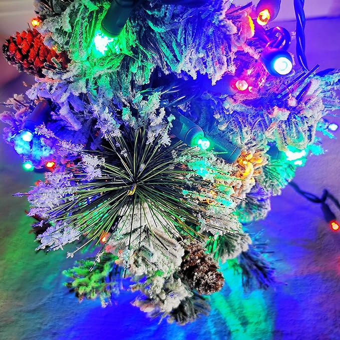 Christmas String Light 50 Multi-Colored 5mm LED Mini Christmas Light, 120V UL, Plug in Halloween Light Set 17ft Green Wire Connectable for Outdoor and Indoor Xmas Tree Wedding Party Decor