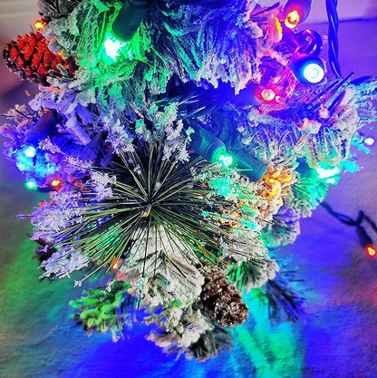 Christmas String Light 50 Multi-Colored 5mm LED Mini Christmas Light, 120V UL, Plug in Halloween Light Set 17ft Green Wire Connectable for Outdoor and Indoor Xmas Tree Wedding Party Decor