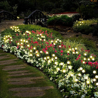 4PCS 6LED Solar Powered Firefly Lights Outdoor Waterproof, Starburst Swaying Garden Lights, When Wind Blows Decorative String