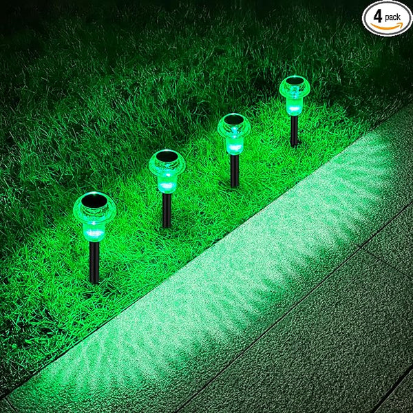 St Patricks Day Solar Pathway Lights Outdoor Decorative 4 Pack, Green LED Mushroom Solar Lights Outdoor Waterproof | Lumora