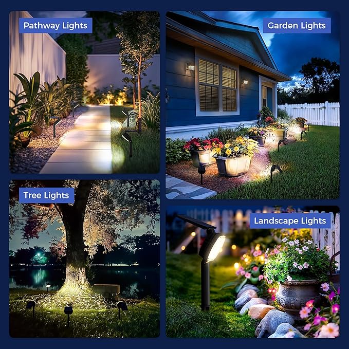 Solar Spot Lights Outdoor Waterproof IP65, 3 Modes Solar Lights Outdoor 35 LED Landscape Lighting, Spot Uplights for Garden Patio Yard Walkway Driveway House Backyard, 6 Pack Neutral White(4000K)