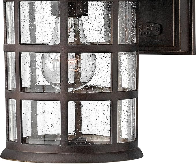 Hinkley Freeport 1804OZ Small Outdoor Wall Mount Lantern - New England Design, Cast Aluminum, Clear Seedy Glass - Oil Rubbed Bronze