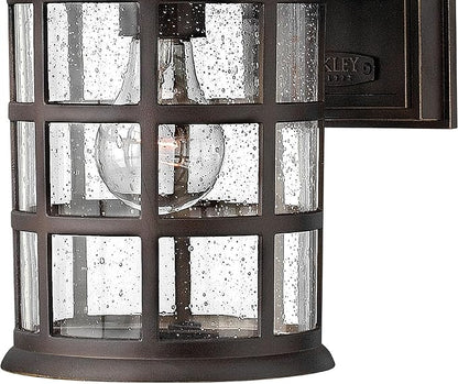 Hinkley Freeport 1804OZ Small Outdoor Wall Mount Lantern - New England Design, Cast Aluminum, Clear Seedy Glass - Oil Rubbed Bronze