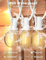 SUNSGNE White String Lights Outdoor, 50FT White Outdoor Lights with 52 G40 Shatterproof LED Bulbs(2 Spare) for | Lumora