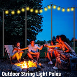 Ottsuls 4 Pack String Light Poles, 10FT Outdoor String Light Poles with Fork and Fixing Clamp, Metal Lighting Poles | Lumora