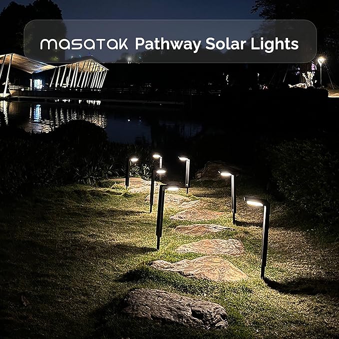 Warm White Solar Pathway Lights 2 Pack - Ultra Bright Waterproof Outdoor LED Lights for Garden, Walkway & Patio - 2 Brightness Modes - Solar Powered Yard Lighting