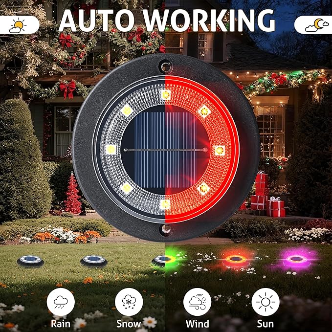 Flacchi Solar Ground Lights - Solar Powered Lights Outdoor Solar Disk Light Waterproof Landscape Light for Patio | Lumora