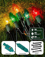 Christmas Pathway Lights Outdoor, 25.7 Feet C9 Lights with 20 Multicolor Bulbs and Stakes, Connectable Outdoor | Lumora