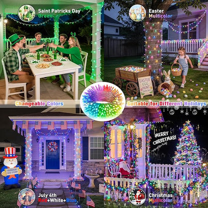 JMEXSUSS 100 LED Color Changing String Lights, 33ft String Lights Indoor with Remote & APP, Clear Wire Smart Twinkle Christmas Light Plug in for Daily Easter Independence Day Halloween Xmas