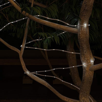 Outdoor Solar Rope Light- Solar Powered Cable String 100 LED Lights with 8 Modes for Patio, Backyard, Garden, Events by Pure Garden (Cool White)