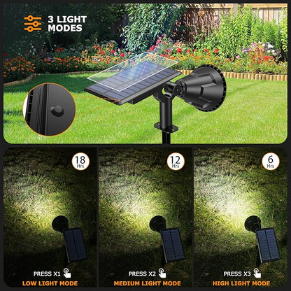 Solar Spot Lights Outdoor, 21 LEDs Solar Outdoor Lights Auto On/Off with 3 Modes, IP67 Waterproof Yard Spotlight Landscape Lighting Garden Wall Lights, 2-in-1 Solar Powered Lights, 2Pack