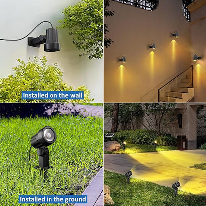 MEIKEE Solar Landscape Lights 6 in 1, 6V 6W Solar Spotlights Outdoor IP66 Waterproof 3 Brightness 2 Modes Path Lights for Pathway Landscape Garden Yard Wall (Warm White)