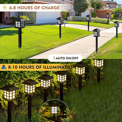 Solar Lights Outdoor Waterproof – 6 Pack LED Cool White Garden Solar Lights for Yard, Pathway, Patio, Driveway, and Landscape (Up to 10 Hours Illumination)-Easy Installation, No Wiring