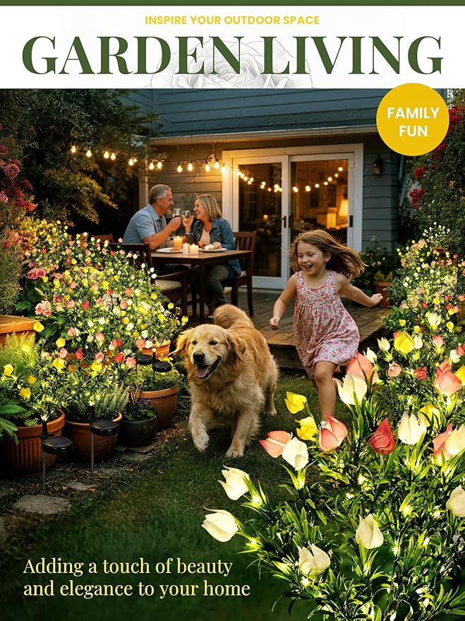 GIGALUMI Solar Garden Lights with Gardenias, LED Garden Decor Carefree Solar Flowers Outdoor Waterproof, Yard Decorations Outdoor, Allergy-Free, Everlasting Light up Flowers for Yard Patio (Set of 4)