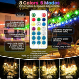 100FT(2x50FT) RGB Solar Outdoor String Lights with Remote, Dimmable Waterproof Patio Lights with 30 Bulbs for Porch | Lumora