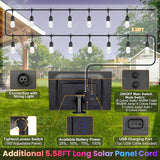 100FT(2x50FT) RGB Solar Outdoor String Lights with Remote, Multicolor&Warm White Dimmable Waterproof Patio Lights | Lumora