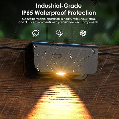 Fence Lights Outdoor, IP65 Waterproof Deck Light with 45.93ft Cable, Warm White Step Lights for Stairs, Step, Yard, Patio, and Pathway (10 Pack)