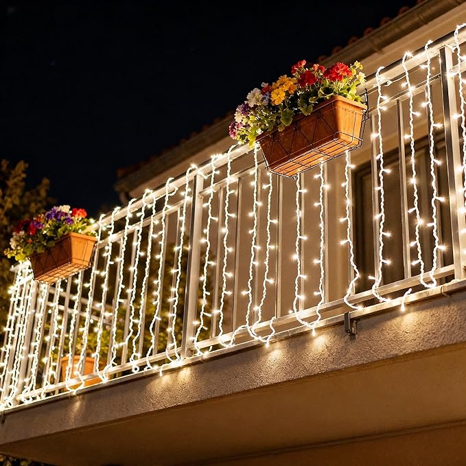 200 Clear Bulbs White Wire Christmas Lights, Commercial Grade Decorative Lighting String Pack of 2 Sets 100 Light, for Indoor Outdoor Party, Garden, Patio.