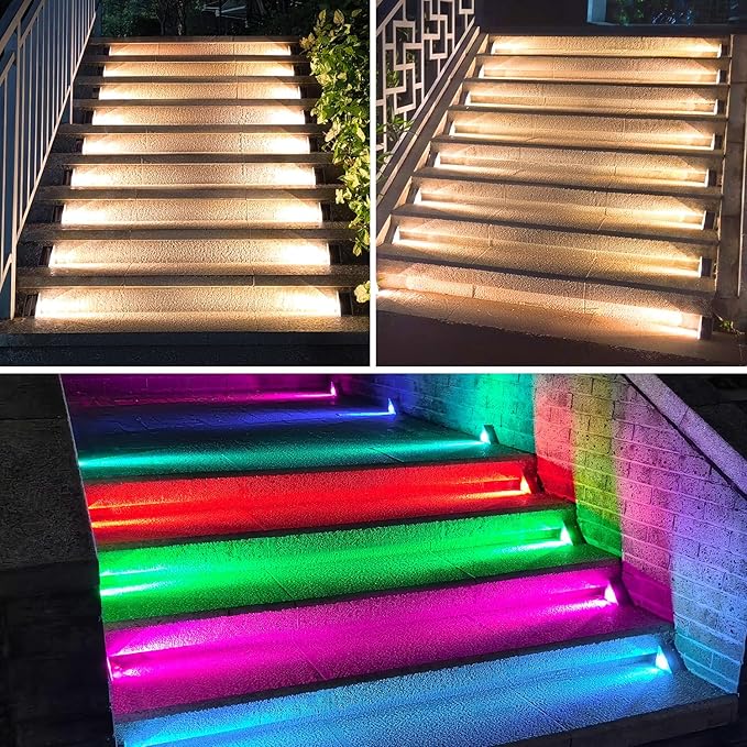 Ellasay Stair Lights Outdoor 16 Pack,10 Color Modes Solar Step Lights for Outside, Waterproof IP65 Solar Lights for | Lumora