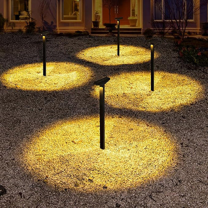 Anern Solar Pathway Lights Outdoor, 2 Pack Driveway Lights with Larger Solar Panel, Auto On/Off up to 10 Hrs Waterproof Outdoor Lights for Yard, Patio, Lawn (Warm White)