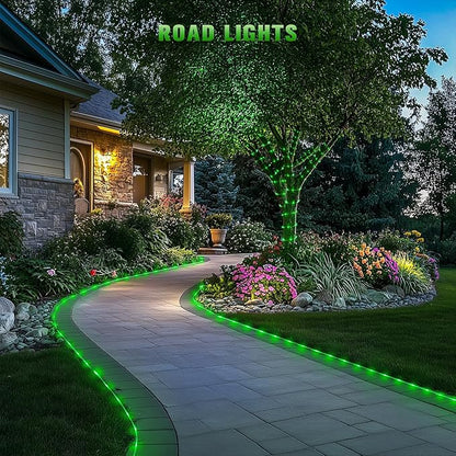 JMEXSUSS 2 * 200 LED Green Solar Rope Lights, 66ft IP 65 Waterproof Solar String Light Outdoor, 8 Modes Christmas Lights for Camp Trampoline Ladder Slide Tent