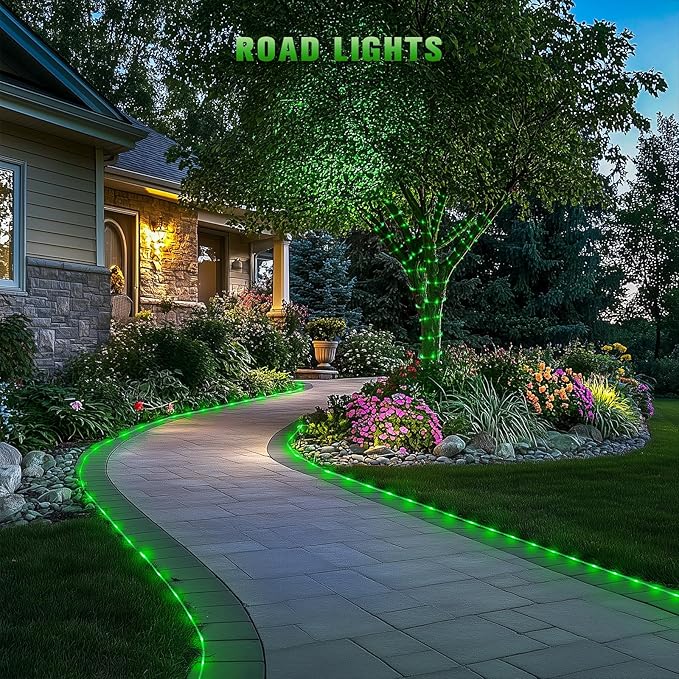 JMEXSUSS 2 * 200 LED Green Solar Rope Lights, 66ft IP 65 Waterproof Solar String Light Outdoor, 8 Modes Christmas | Lumora