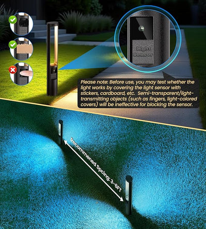 MEIKEE 5W RGB Low Voltage Landscape Lighting, 12-24V RGB Color Changing LED Pathway Lights, IP66 Waterproof Aluminum Outdoor Landscape Lights for Garden Yard Decoration 4 Pack