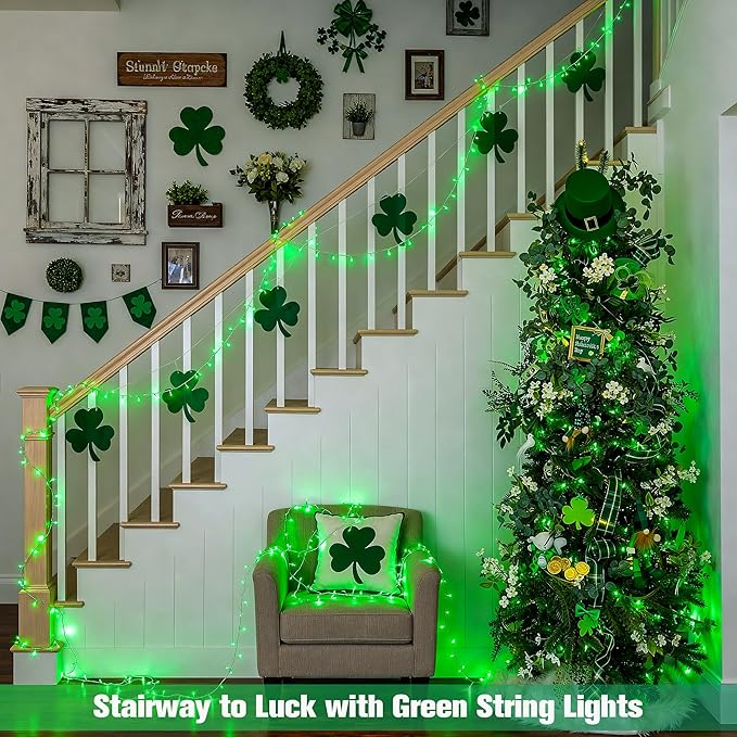 JMEXSUSS Green Christmas String Lights Indoor Outdoor Clear Wire, 200 LED Green Lights for St Patrick's Day Spring | Lumora