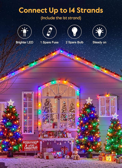 Vintage C9 LED Christmas Lights Outdoor, 50 Feet C9 String Lights with 50 Shatterproof C9 Bulbs, Waterproof Connectable Commercial Christmas Tree Lights for Outside Roofline Patio Decor, Multicolor