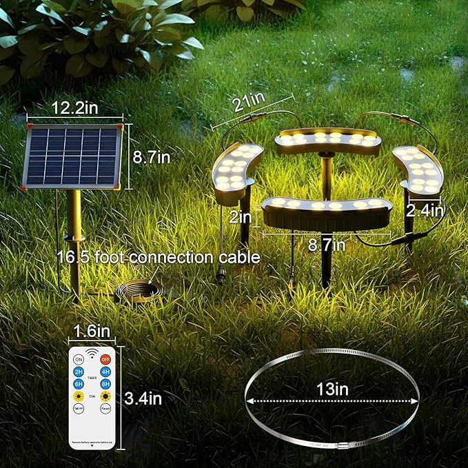Solar Palm Tree Lights Outdoor, 14400mAh Tree Solar lamp, Landscape Light 3000K, IP65 Waterproof, Supports Remote Control, Timer and dimming, Suitable for Palm Tree Lights, Yard, Garden
