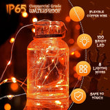 Ｗoohaha Solar Halloween Lights Outdoor,2 Pack Each 33Ft 100LED Orange Halloween Lights,Copper Wire Solar Powered | Lumora