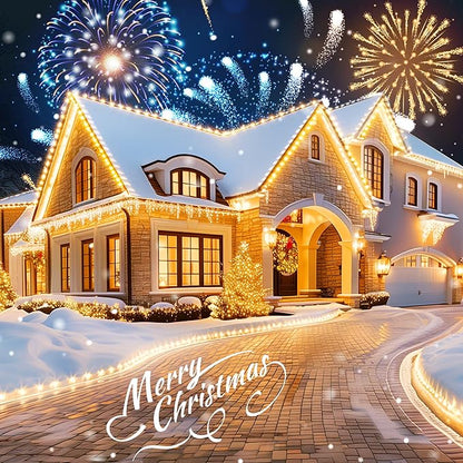 C9 LED Christmas Lights Outdoor, 68 Ft 100 LED C9 String Lights with 100 All in One Clips, Connectable Waterproof Christmas Tree Lights for Outside Roofline Backyard Garden Decor, Warm White 2 Pack