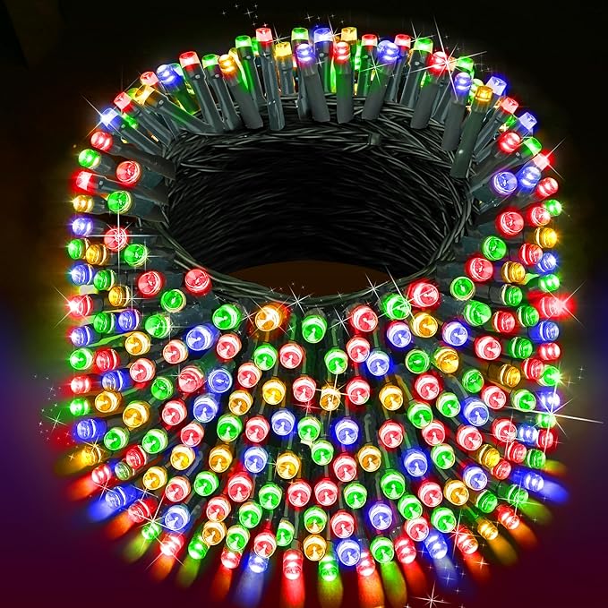 XURISEN 403FT 1000 LED String Lights Outdoor Green Wire Christmas Lights 8 Modes & Timer Waterproof Fairy Lights Plug in for Party, Wedding, Yard, Garden, Indoor/Outdoor Decorations(Multicolor)